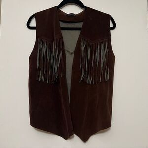 Vintage Expressions by Campus Suede Fringe Vest | Made in USA | Western Boho‎